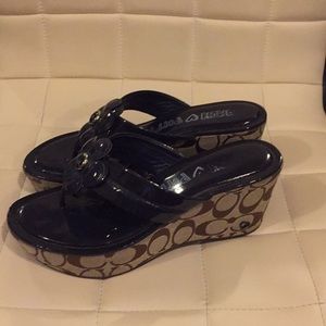 Brown Harley Poppy Thong Signature Wedge Sandals